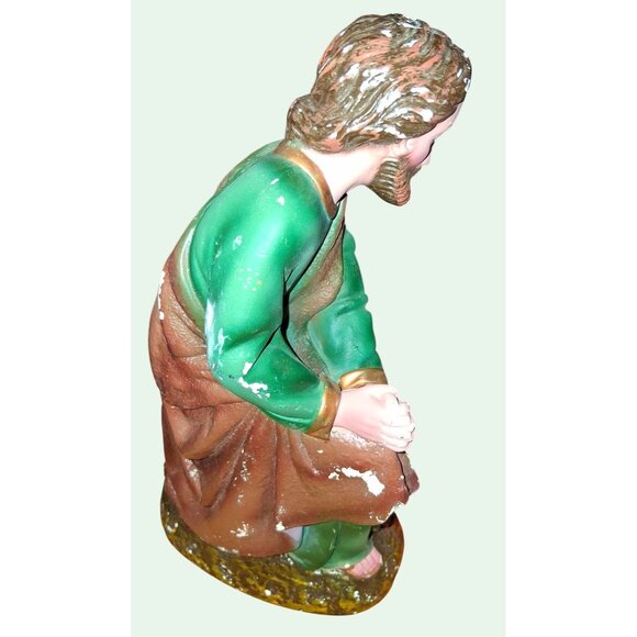 Vintage Nativity Scene Figurines Set Joseph Mary Shepherd Hand-Painted Chalkware - Picture 10 of 14